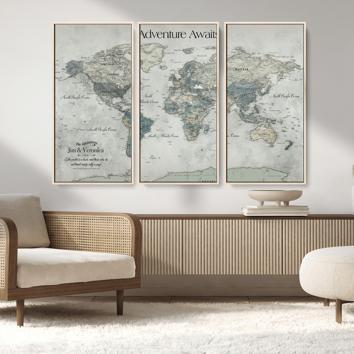 -Personalized Push Pin World Map Canvas Print – Custom Adventure Travel Map Framed Wall Art Gift for home, office