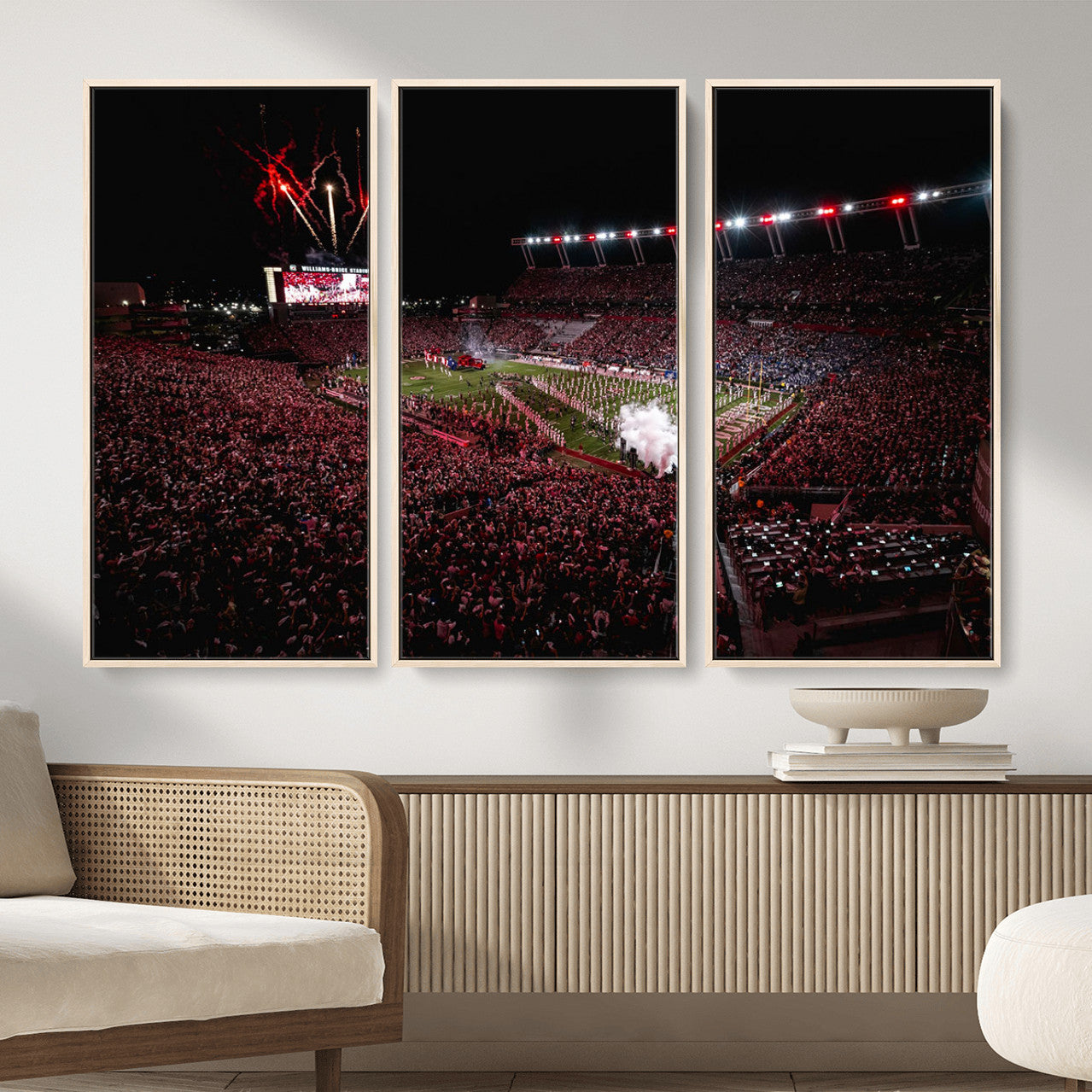 60690191-MGV-FC-48X32-3P - William Brice Stadium Wall Art Print – Baseball Game Room Artwork Print for Basement Dorm, Home, Office