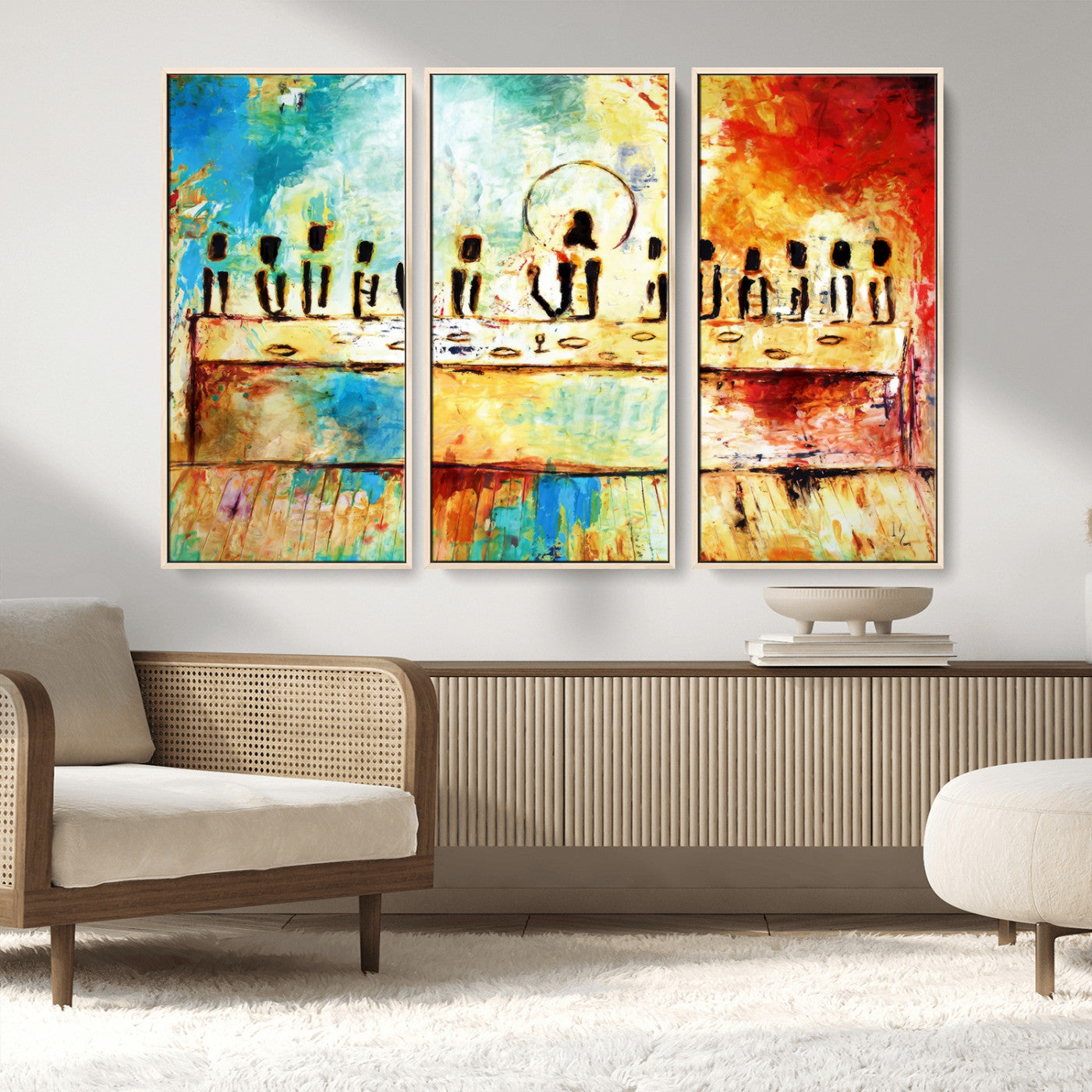 MGV-FC-48X32-3P - Abstract Last Supper with Apostles Wall Art Canvas Print