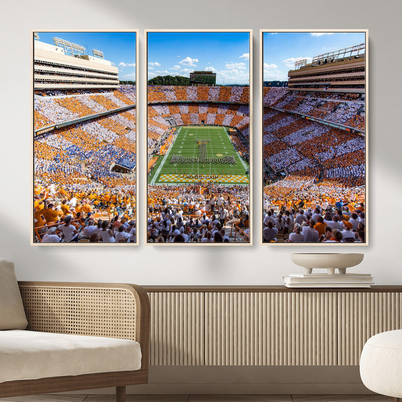 77097951-MGV-CV-36X24 - Tennessee Neyland Stadium Wall Art – Checkerboard Game Day Panoramic Canvas Print, College Football Decor for Home, Office, or Man Cave