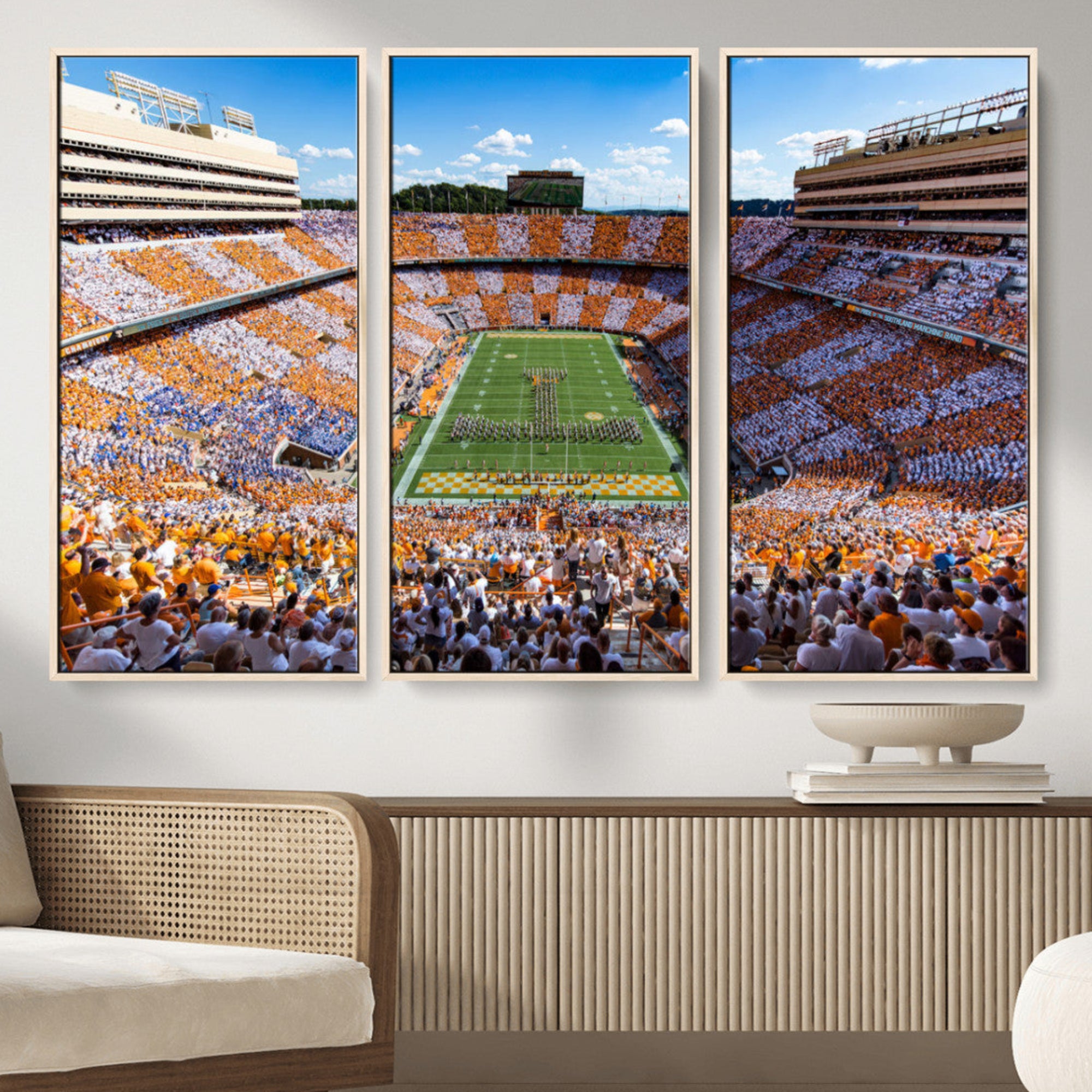 64238859-MGV-CV-48X32-3P-Tennessee Neyland Stadium Wall Art, Sports Arena Canvas Print, Panoramic Stadium Artwork for Home, Office