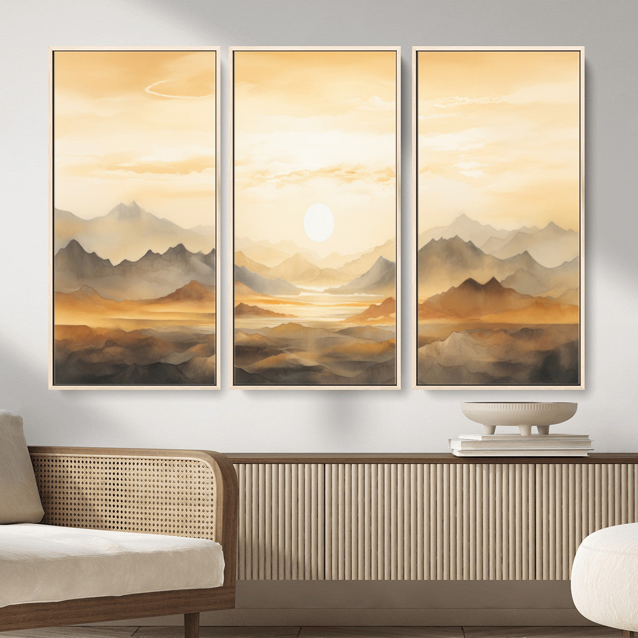 Nihat1-29-MGV-CV-36X24-Sepia Color Abstract Mountain Wall Art Canvas Print