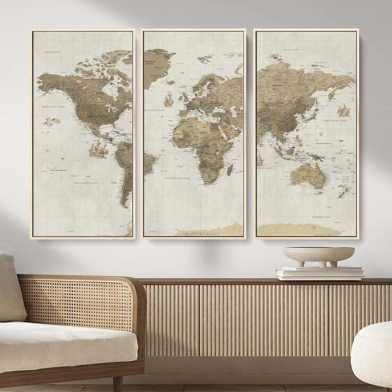 28283260-MGV-CV-36X24 - World Map Wall Art Canvas Print, Modern Decorative Framed Map Artwork Prints for Living Room, Office, Bedroom Wall Decor