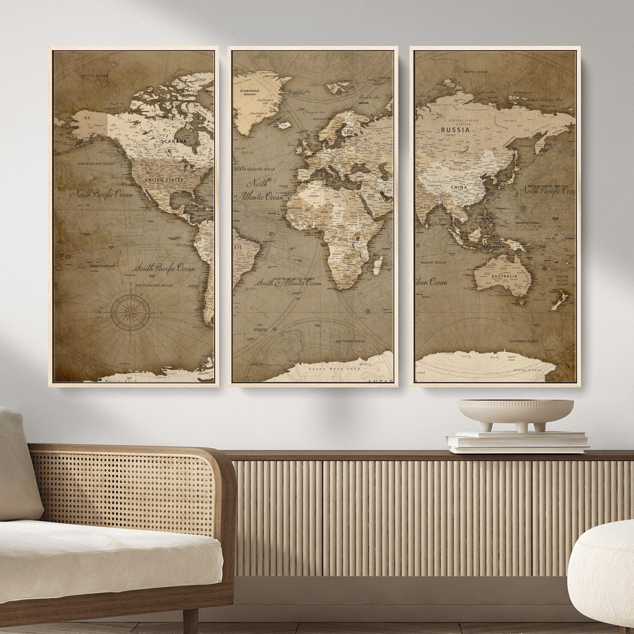 82314635-MGV-CV-36X24 - World Map Wall Art Canvas Print, Modern Decorative Framed Map Artwork Prints for Living Room, Office, Bedroom Wall Decor