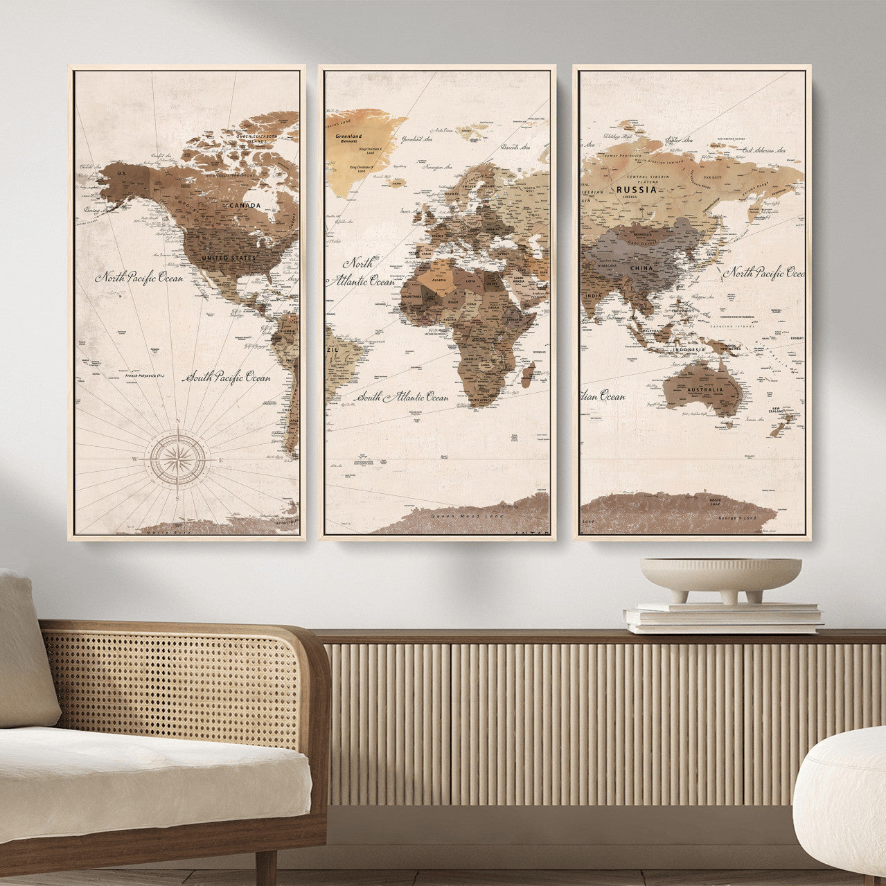 69860078-MGV-CV-36X24 - World Map Wall Art Canvas Print, Modern Decorative Framed Map Artwork Prints for Living Room, Office, Bedroom Wall Decor