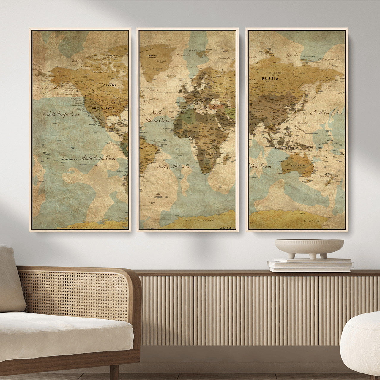 89356927-MGV-CV-36X24 - World Map Wall Art Canvas Print, Modern Decorative Framed Map Artwork Prints for Living Room, Office, Bedroom Wall Decor