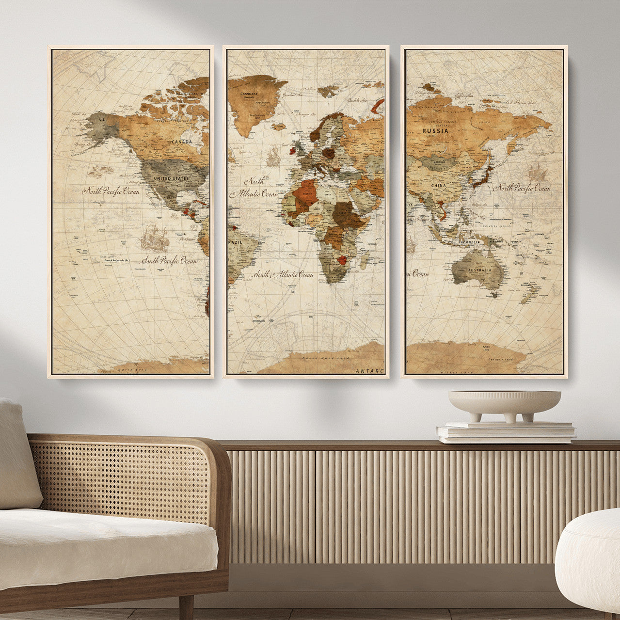 30704397-MGV-CV-36X24 - World Map Wall Art Canvas Print, Modern Decorative Framed Map Artwork Prints for Living Room, Office, Bedroom Wall Decor