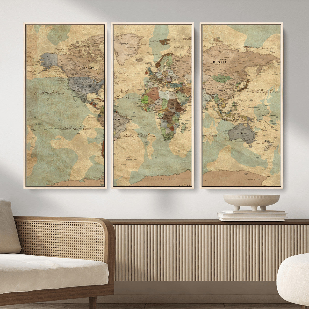 72396478-MGV-CV-36X24 - World Map Wall Art Canvas Print, Modern Decorative Framed Map Artwork Prints for Living Room, Office, Bedroom Wall Decor