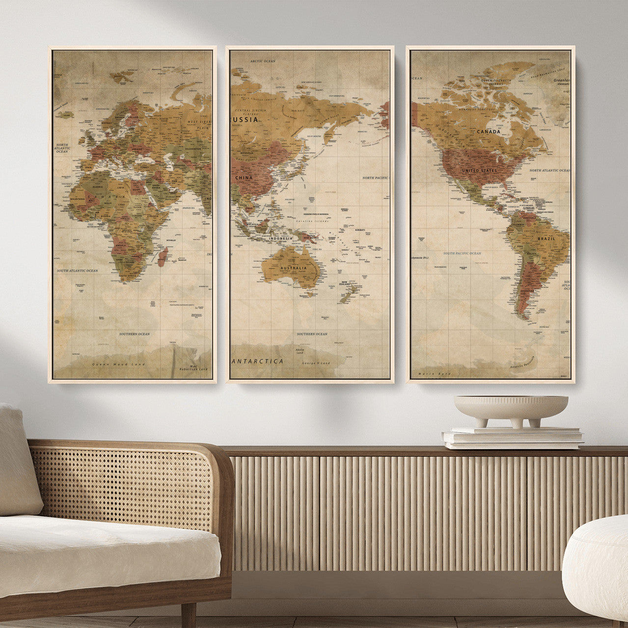 83478963-MGV-CV-36X24 - World Map Wall Art Canvas Print, Modern Decorative Framed Map Artwork Prints for Living Room, Office, Bedroom Wall Decor