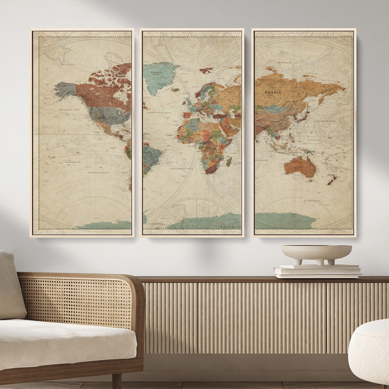 74172497-MGV-CV-36X24 - World Map Wall Art Canvas Print, Modern Decorative Framed Map Artwork Prints for Living Room, Office, Bedroom Wall Decor