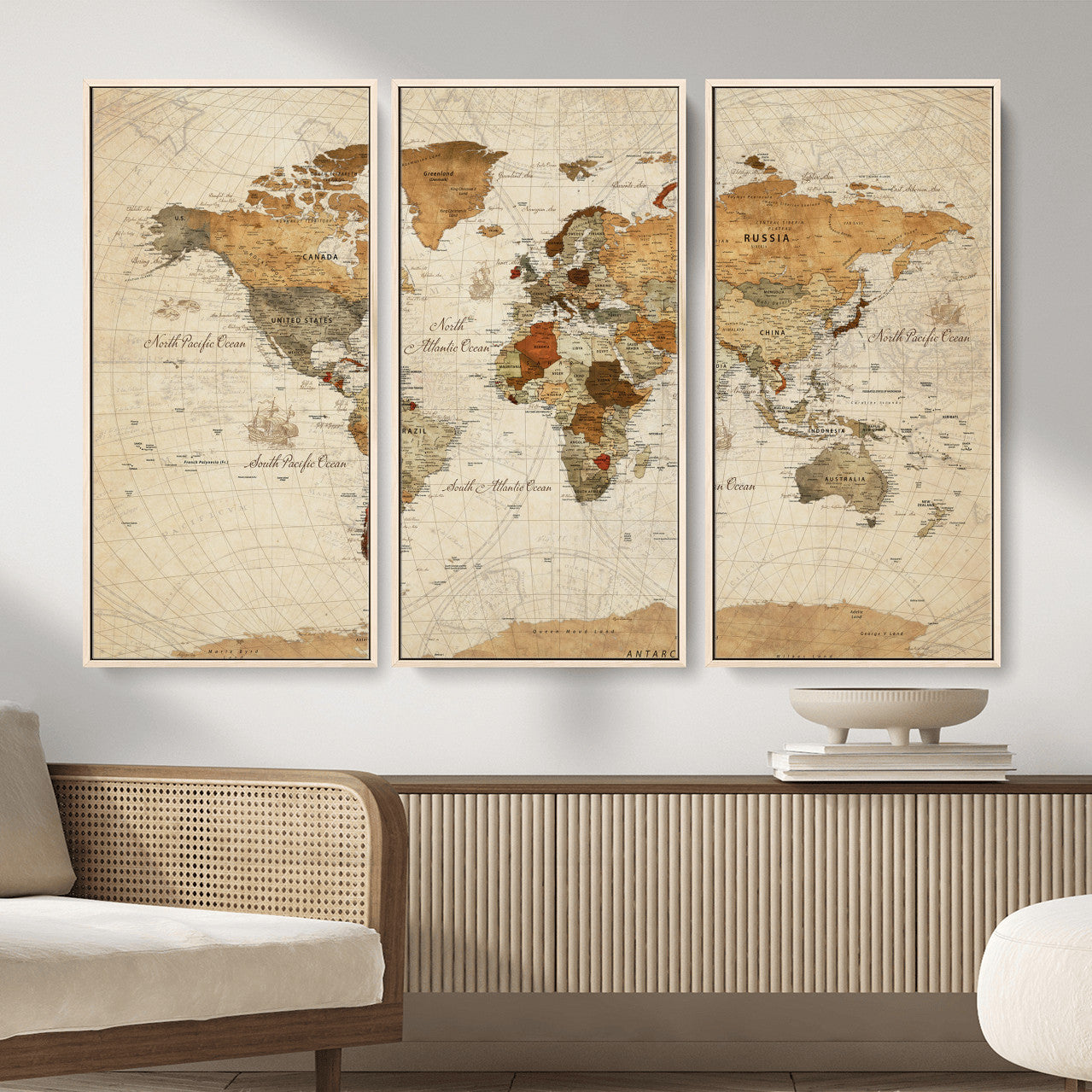 29684537-MGV-CV-36X24 - World Map Wall Art Canvas Print, Modern Decorative Framed Map Artwork Prints for Living Room, Office, Bedroom Wall Decor