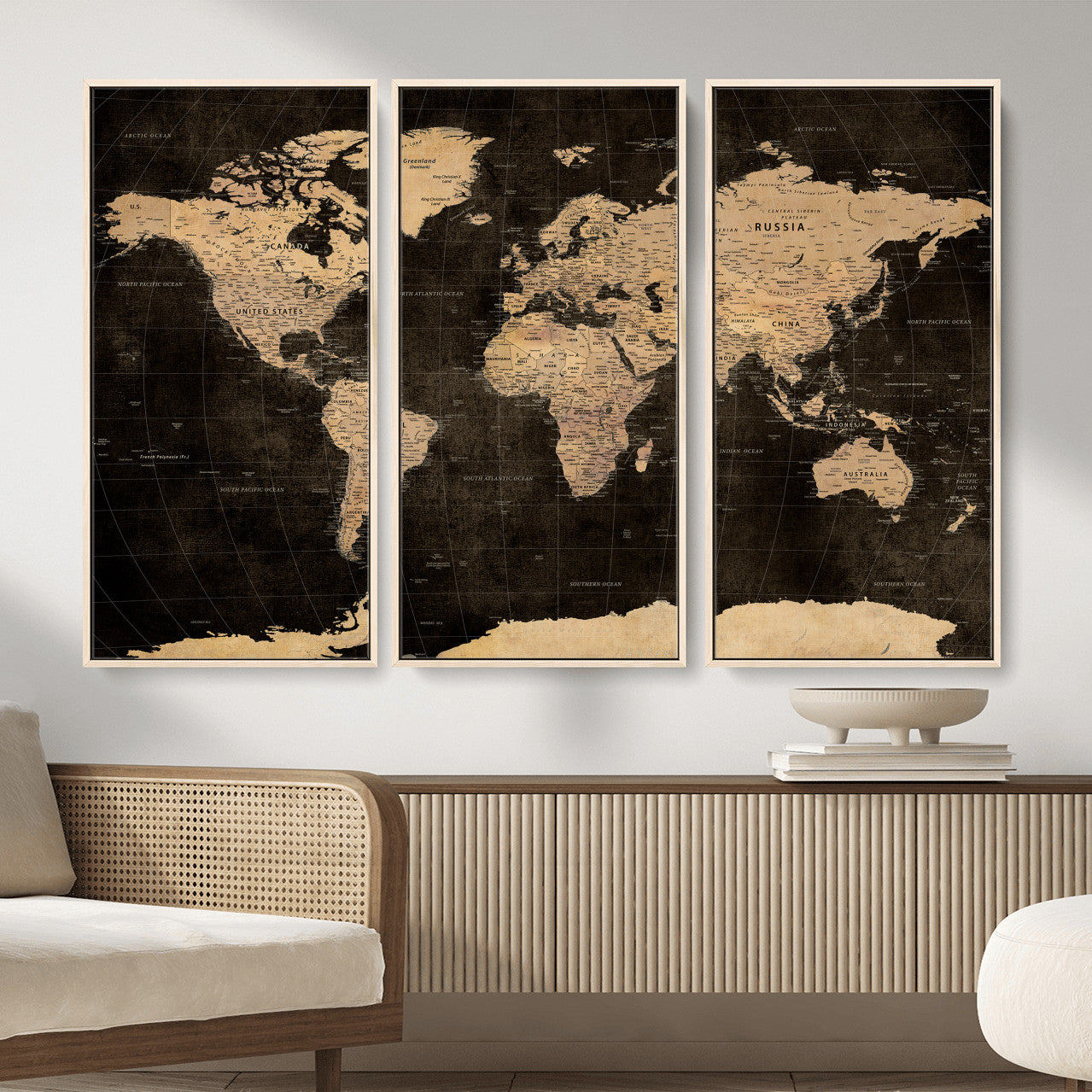 17790470-MGV-CV-36X24 - World Map Wall Art Canvas Print, Modern Decorative Framed Map Artwork Prints for Living Room, Office, Bedroom Wall Decor