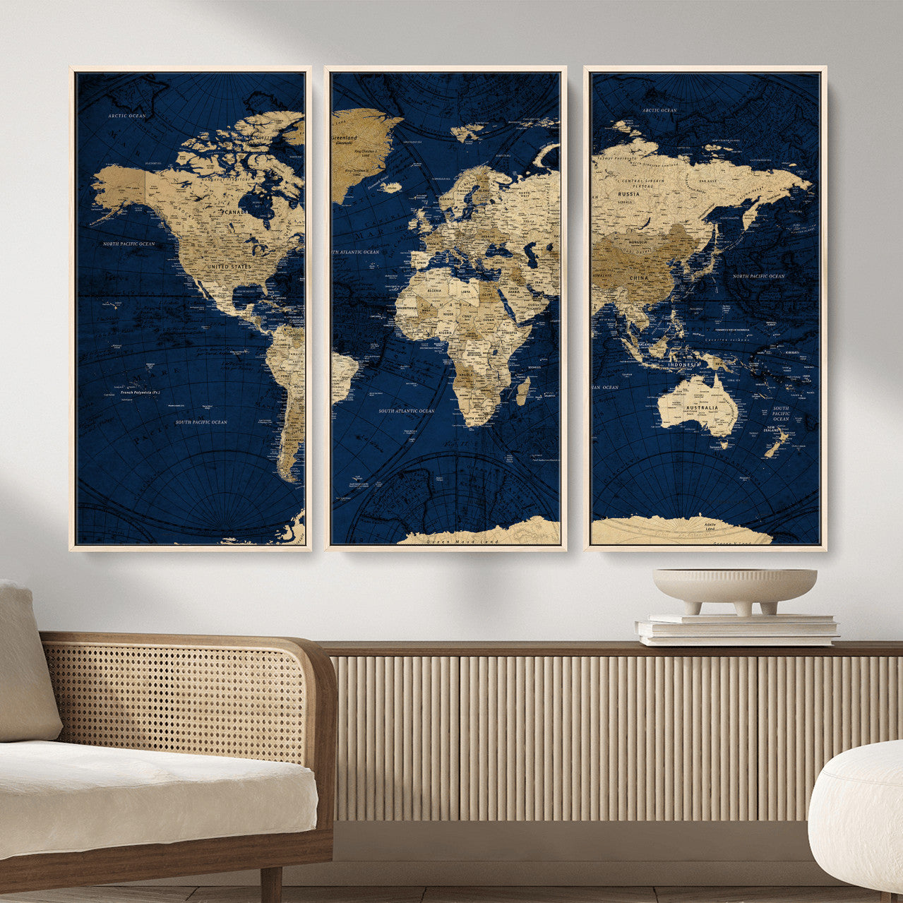 54770746-MGV-CV-36X24 - World Map Wall Art Canvas Print, Modern Decorative Framed Map Artwork Prints for Living Room, Office, Bedroom Wall Decor