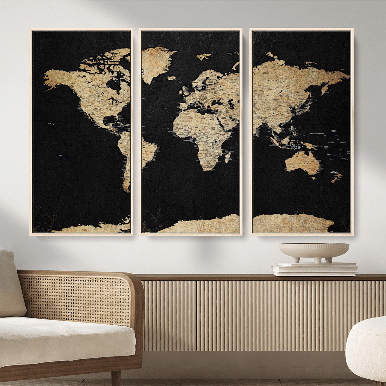 71518849-MGV-CV-36X24 - World Map Wall Art Canvas Print, Modern Decorative Framed Map Artwork Prints for Living Room, Office, Bedroom Wall Decor