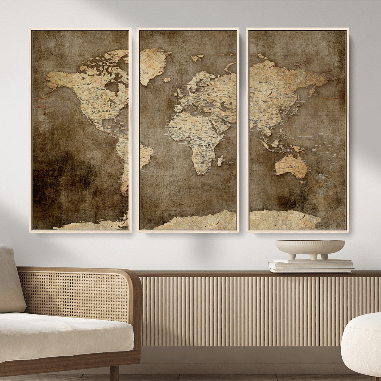 35847542-MGV-CV-36X24 - World Map Wall Art Canvas Print, Modern Decorative Framed Map Artwork Prints for Living Room, Office, Bedroom Wall Decor