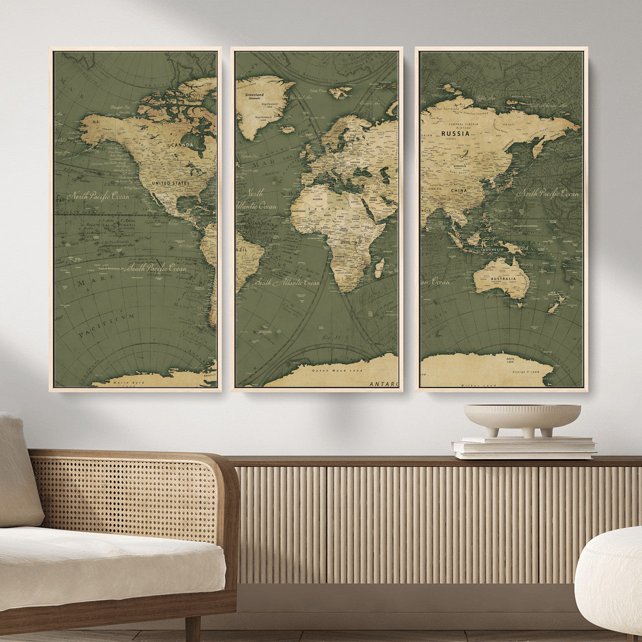 75846040-MGV-CV-36X24 - World Map Wall Art Canvas Print, Modern Decorative Framed Map Artwork Prints for Living Room, Office, Bedroom Wall Decor