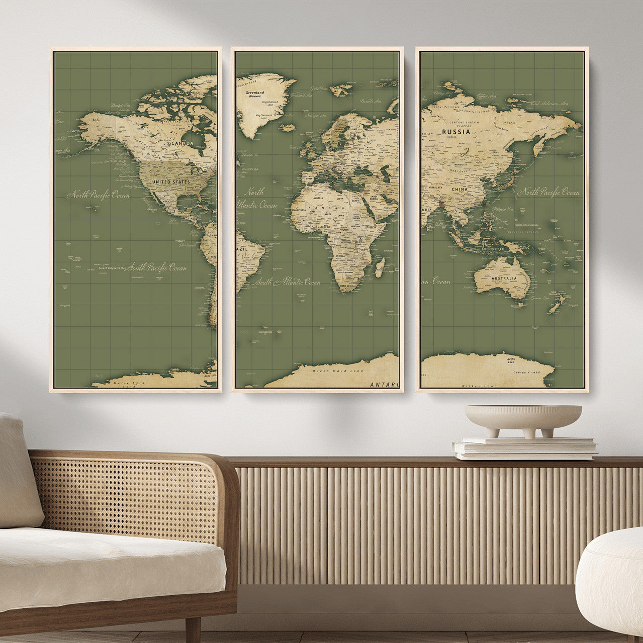 13750241-MGV-CV-36X24 - World Map Wall Art Canvas Print, Modern Decorative Framed Map Artwork Prints for Living Room, Office, Bedroom Wall Decor