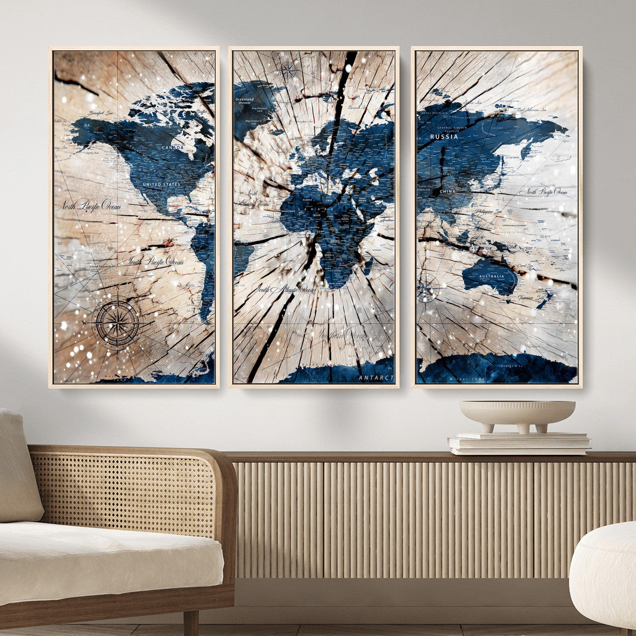 19478704-MGV-CV-36X24 - World Map Wall Art Canvas Print, Modern Decorative Framed Map Artwork Prints for Living Room, Office, Bedroom Wall Decor