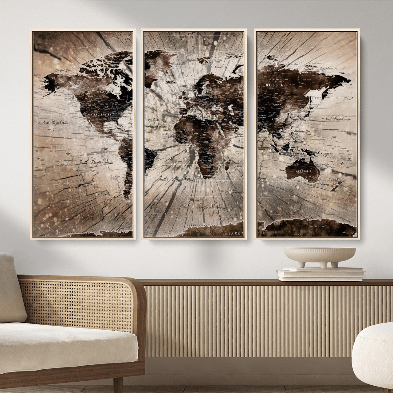 94623295-MGV-CV-36X24 - World Map Wall Art Canvas Print, Modern Decorative Framed Map Artwork Prints for Living Room, Office, Bedroom Wall Decor