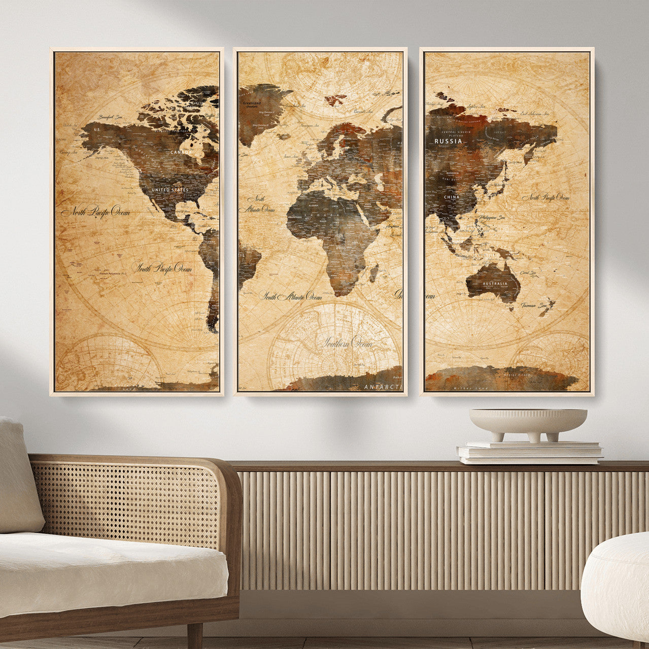 63156625-MGV-CV-36X24 - World Map Wall Art Canvas Print, Modern Decorative Framed Map Artwork Prints for Living Room, Office, Bedroom Wall Decor