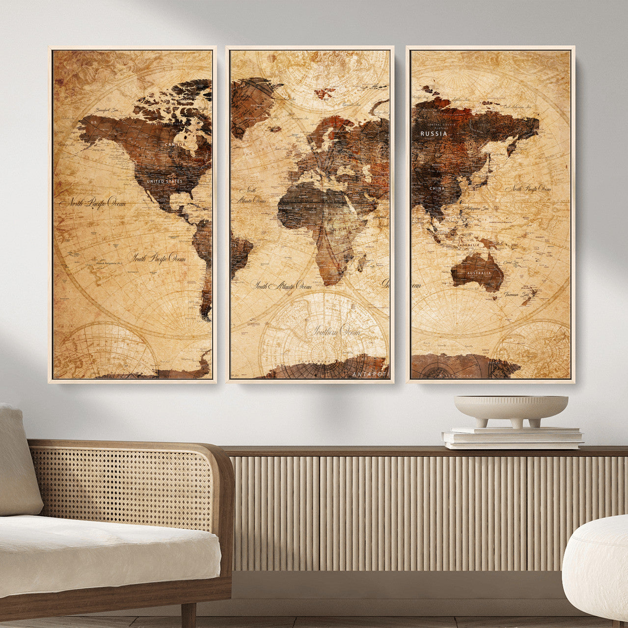 40760475-MGV-CV-36X24 - World Map Wall Art Canvas Print, Modern Decorative Framed Map Artwork Prints for Living Room, Office, Bedroom Wall Decor
