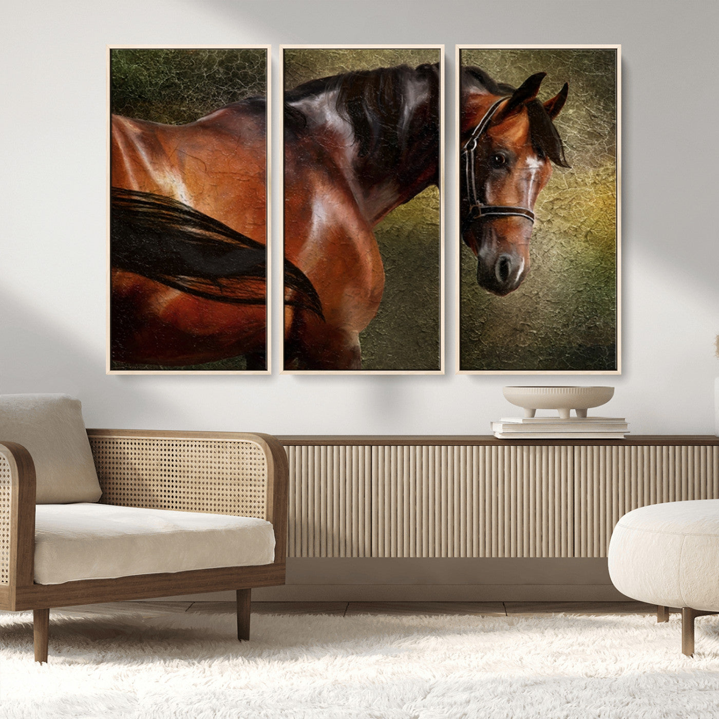 76810-MGV-CV-36X24-Majestic Brown Horse Wall Art Canvas Print – Framed Equestrian Artwork with Elegant Stallion Artwork for Home or Office Decor