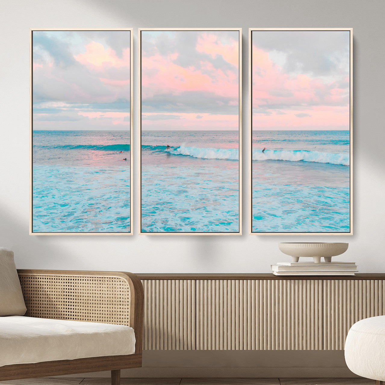 73216461-MGV-CV-36X24 - Ocean Wave Wall Art Canvas Print, Pastel Surf Seascape Photography, Coastal Beach Wall Decor