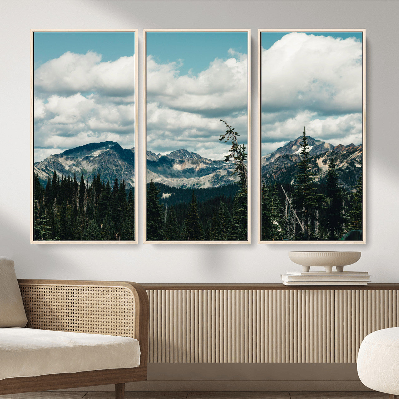 30416773-MGV-CV-36X24 - Mountain Forest Wall Art Canvas Print, Alpine Pine Tree Landscape Photography, Scenic Wilderness Mountain View, Nature Wall Decor