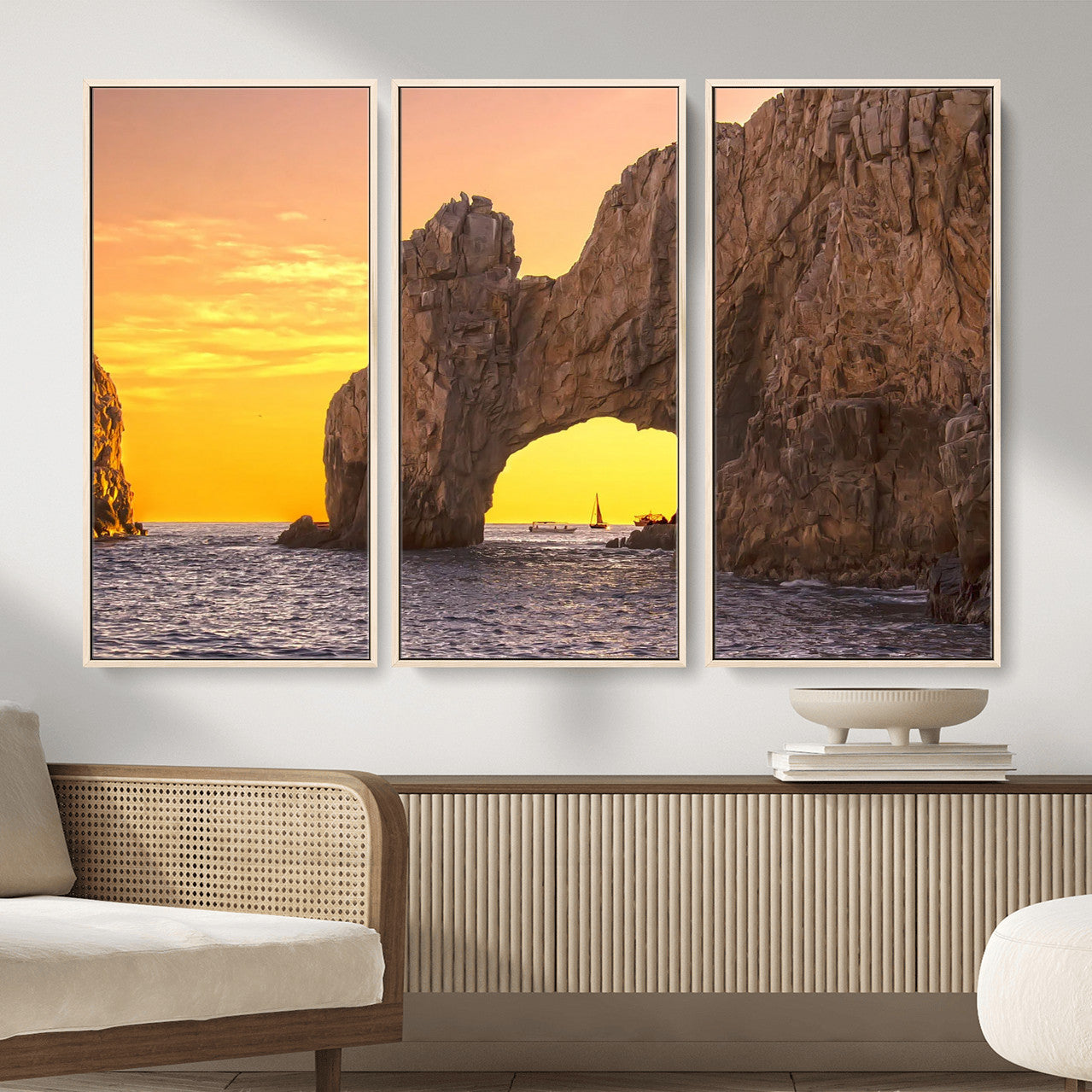 66414515-MGV-CV-36X24 - El Arco Cabo San Lucas Ocean Arch Wall Art Canvas Print, Baja California Rock Arch Seascape Canvas Print, Mexico Coastal Landmark Scenic Art Printing