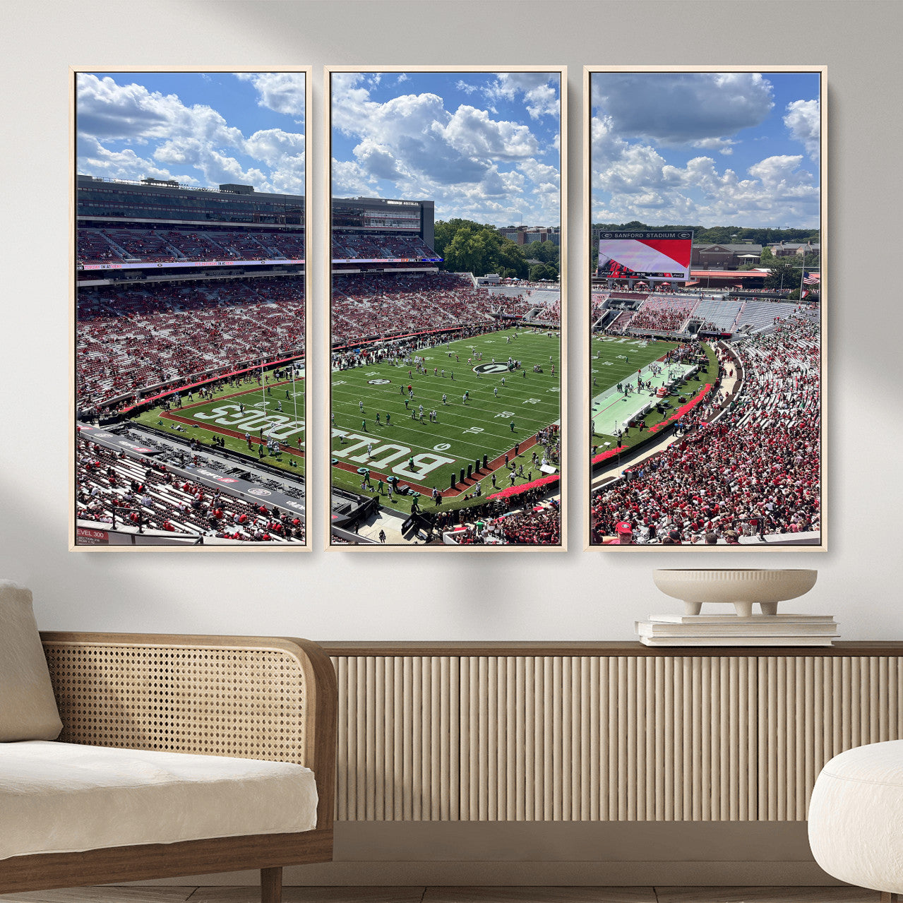 10665453-MGV-CV-36X24 - Georgia Bulldogs Stadium Wall Art Canvas Print, Sanford Stadium Football Field Panorama, College Football Game Day Wall Decor