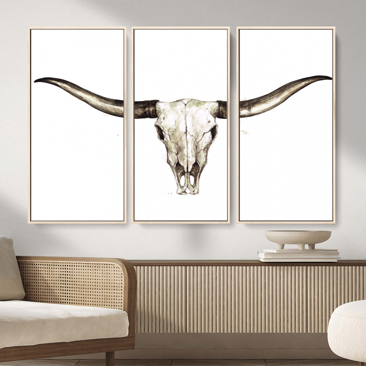 42788678A-MGV-CV-36X24 - Longhorn Skull Wall Art Canvas Print – Rustic Western Artwork Print for Living Room Wall Decor