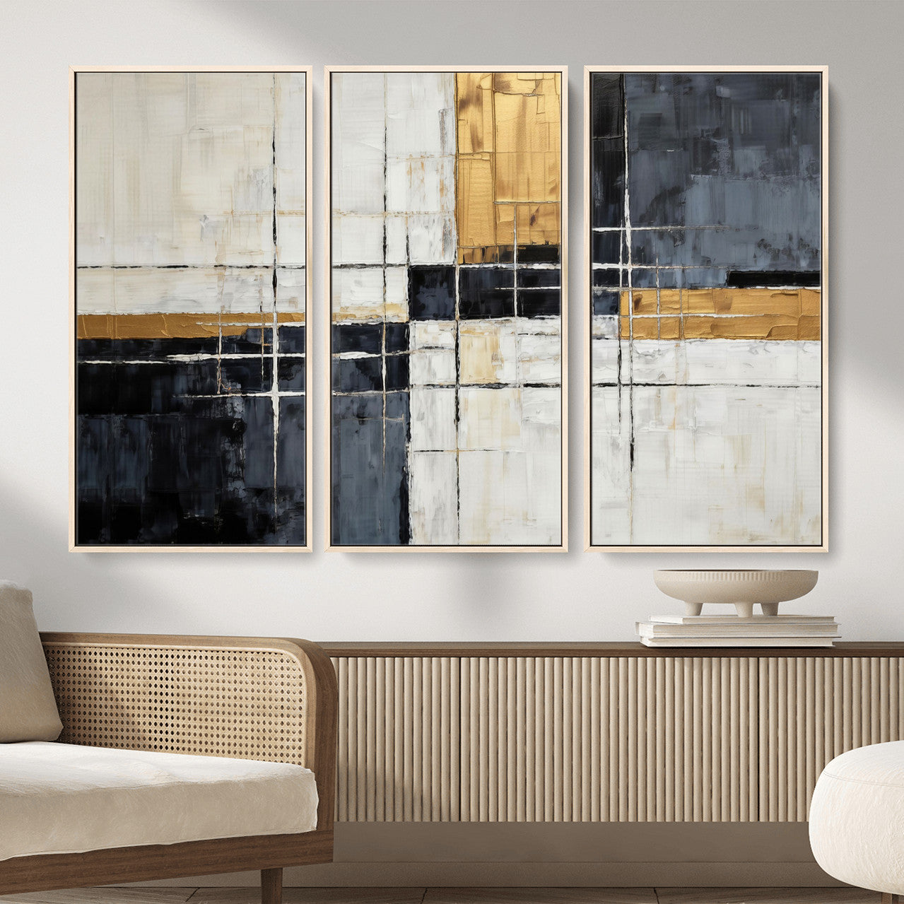 78975677-MGV-CV-36X24 - Gold Abstract Wall Art Canvas Print, Modern Luxury Geometric Painting Wall Decor for Living Room and Office