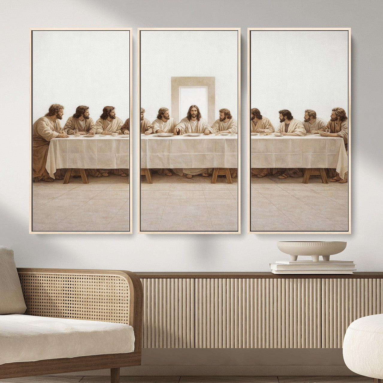 76380069-MGV-CV-36X24 - The Last Supper Wall Art Canvas Print, Jesus Christ Biblical Scene Canvas Print, Christian Religious Artwork for Church Living Room Decor