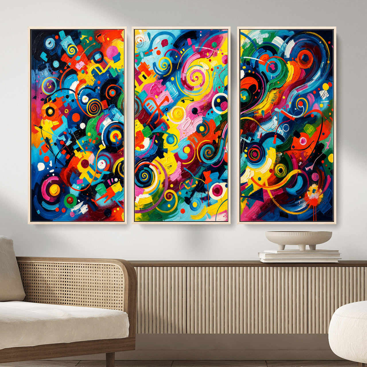 4712069R1-MGV-CV-36X24 - Geometric Abstract Wall Art Canvas Print, Bold Color Abstract Expressionist Painting Print, Modern Geometric Abstract Canvas Art