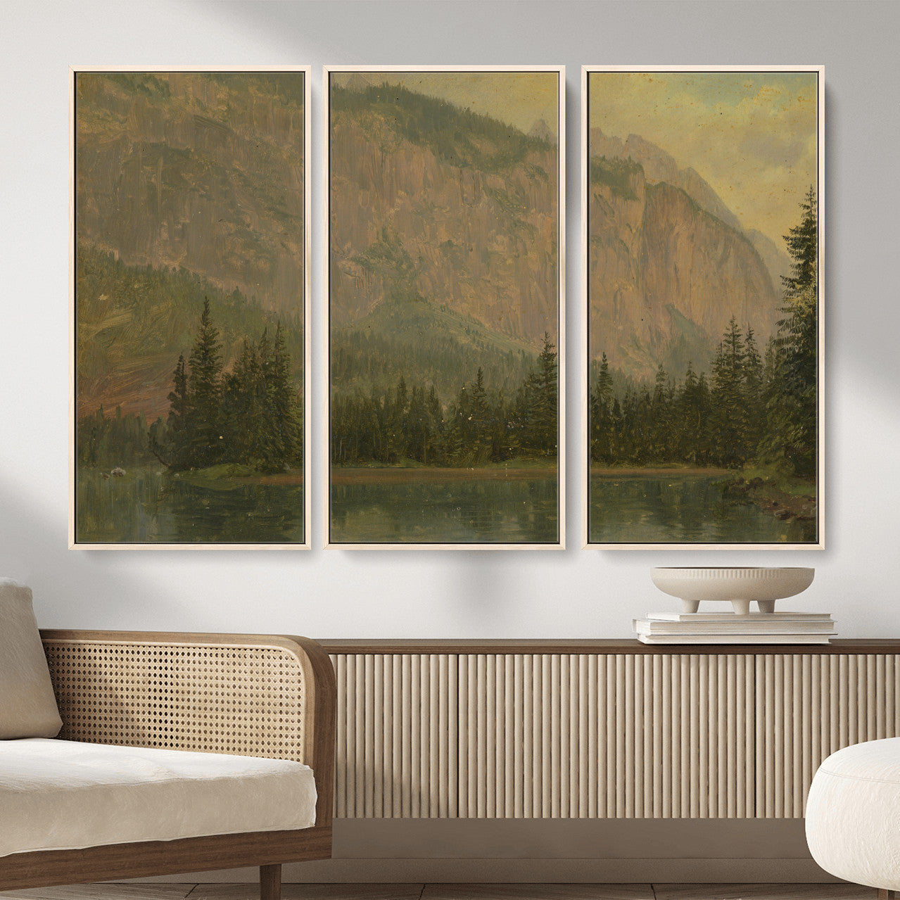 76844524-MGV-CV-36X24 - Frederic Edwin Church Hintersee Canvas Print, Hudson River School Mountain Lake Painting 1868, American Romantic Landscape, Vintage Nature Wall Art