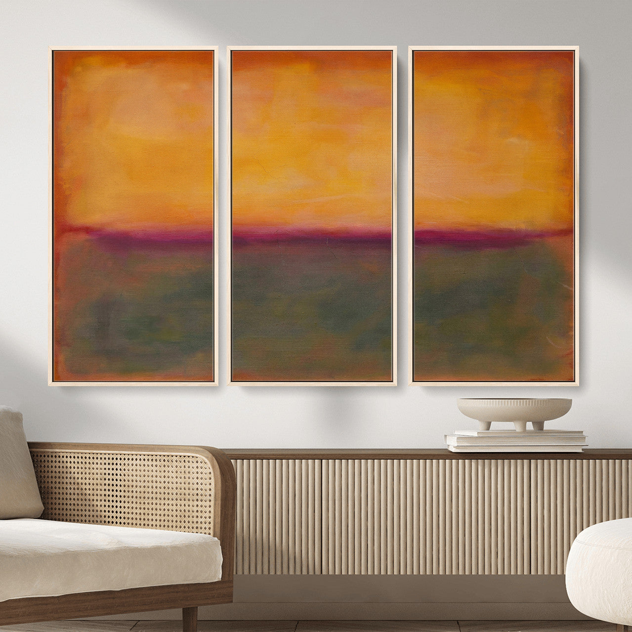 21628300-MGV-CV-36X24 - Abstract Color Field Wall Art Canvas Print, Framed Minimalist Horizon Artwork for Living Room Bedroom Office