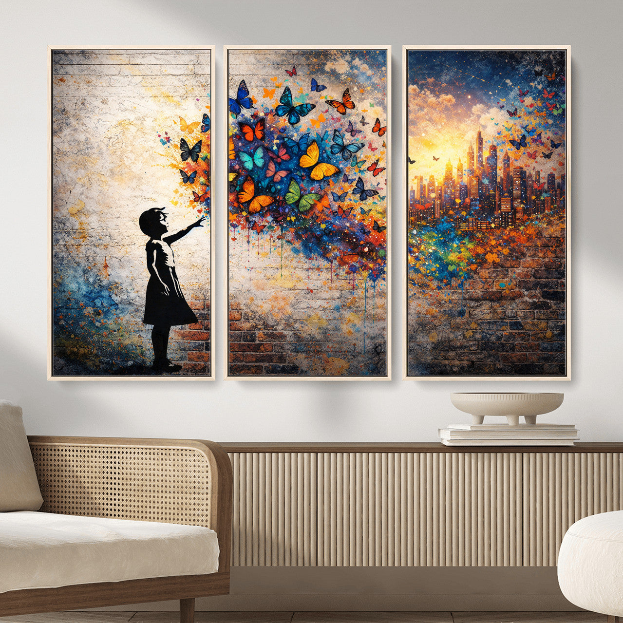 21540821-MGV-CV-36X24 - Banksy Girl Wall Art Canvas Print for Living Room Decor