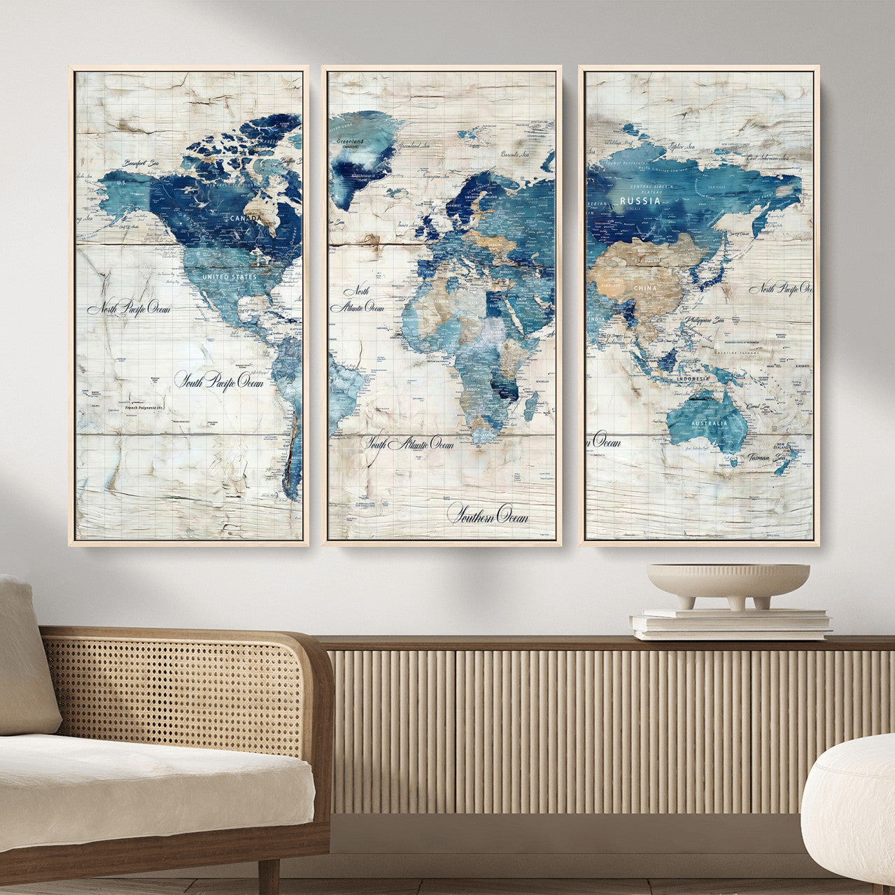 86799232-MGV-CV-36X24 - Watercolor World Map Canvas Wall Art Print – Abstract Colorful Travel Wall Decor