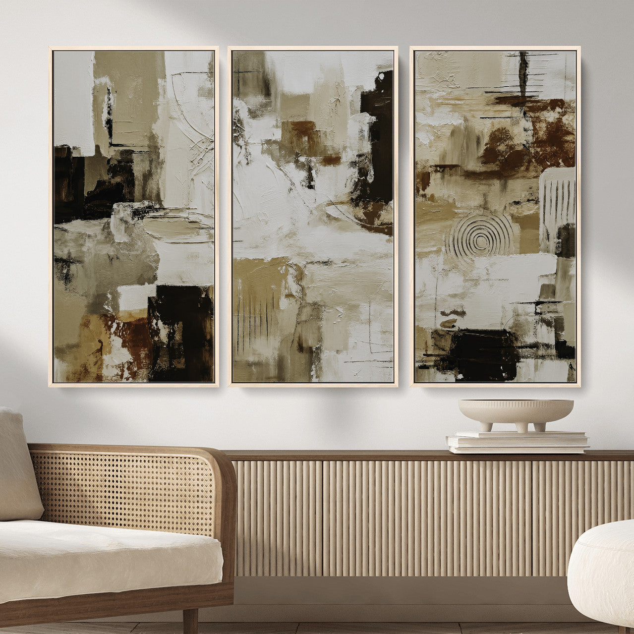 26560159-MGV-CV-36X24 - Blue Teal Abstract Canvas Wall Art, Modern Textured Painting Print, Navy Orange White Contemporary Art, Neutral Living Room Decor, Office Art