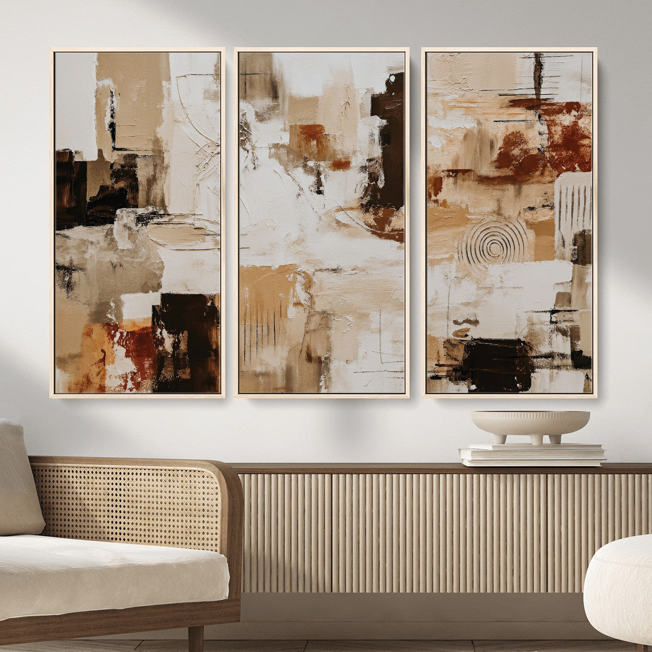 26560159-MGV-CV-36X24 - Blue Teal Abstract Canvas Wall Art, Modern Textured Painting Print, Navy Orange White Contemporary Art, Neutral Living Room Decor, Office Art