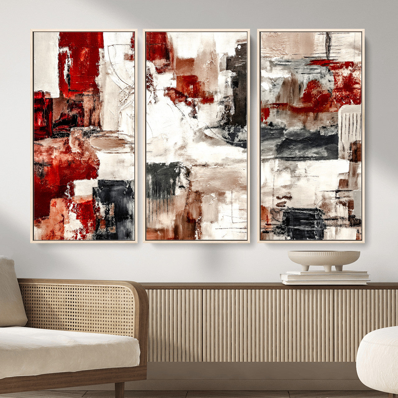 53022468-MGV-CV-36X24 - Blue Teal Abstract Canvas Wall Art, Modern Textured Painting Print, Navy Orange White Contemporary Art, Neutral Living Room Decor, Office Art