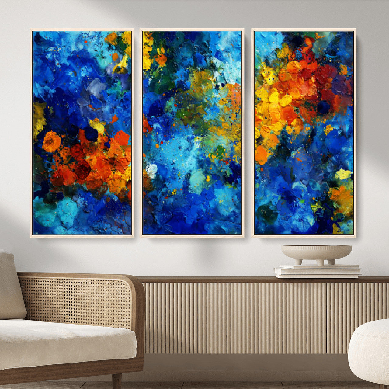 52431611-MGV-CV-36X24 - Vibrant Blue Abstract Canvas Wall Art Colorful Impasto Oil Painting Print