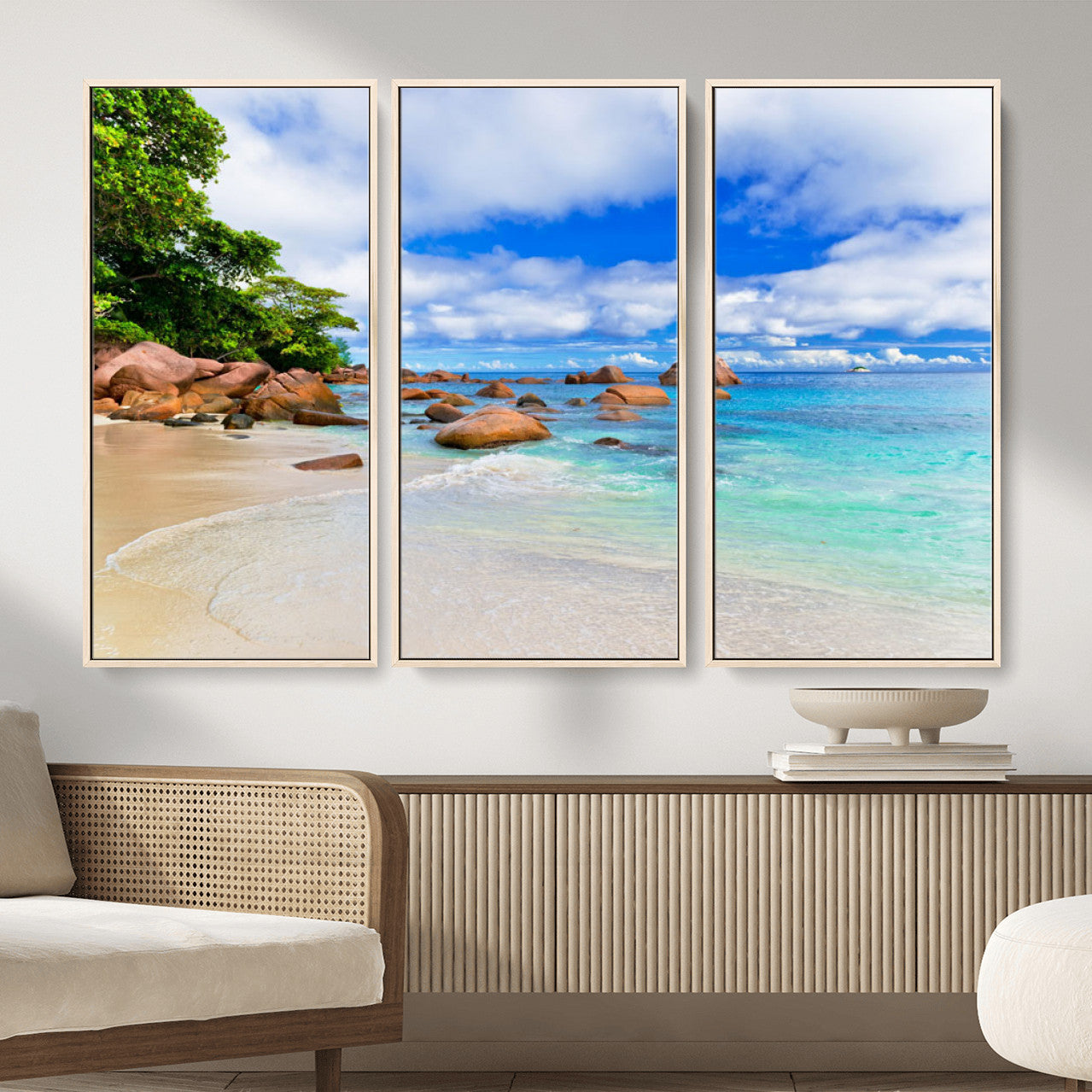 81980382-MGV-CV-36X24 - Seychelles Beach Canvas Wall Art - Anse Intendance Turquoise Ocean Print