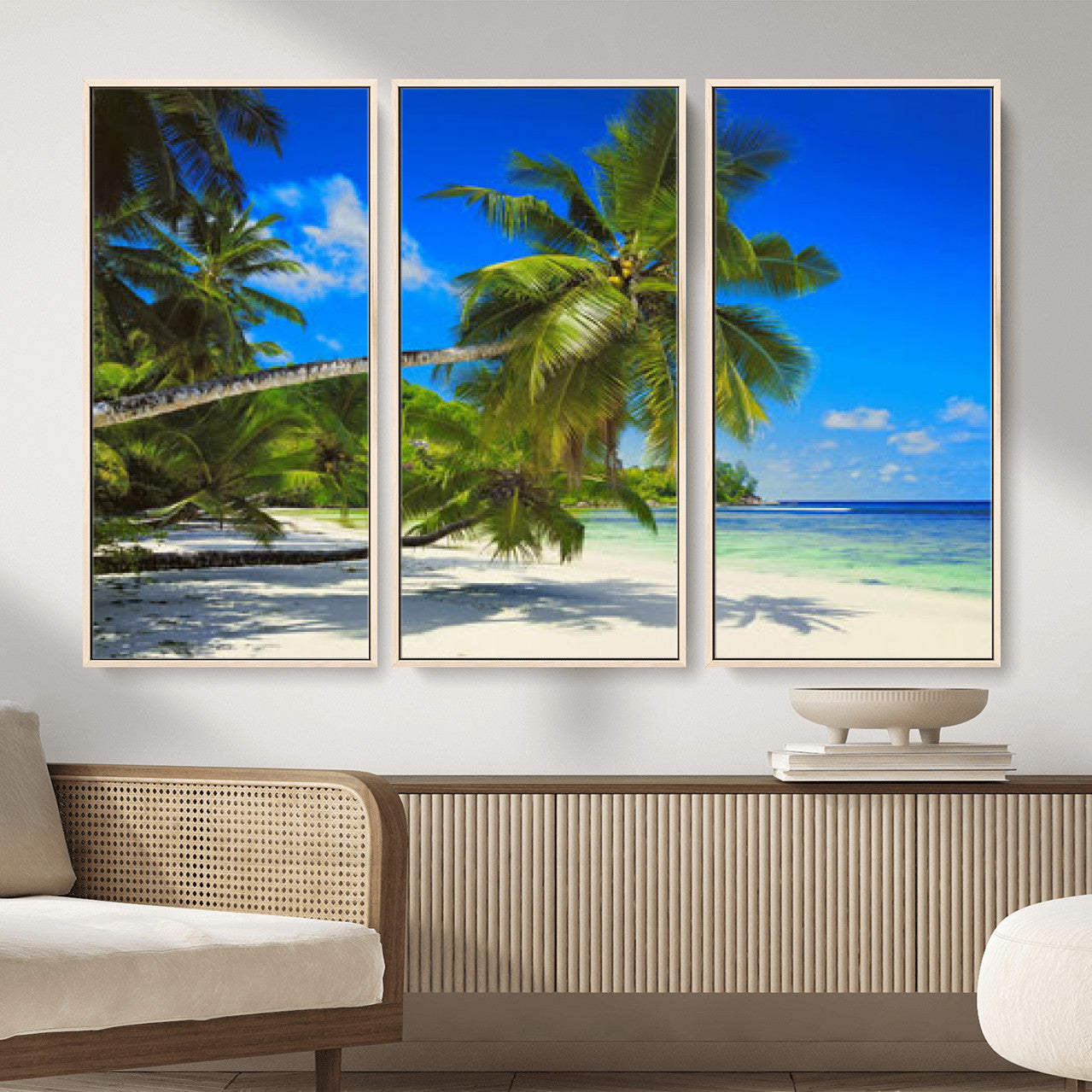 20475280-MGV-CV-36X24 - Tropical Island Coconut Palm Trees Wall Art Canvas Print - Turquoise Beach Print for Nautical Home Decor