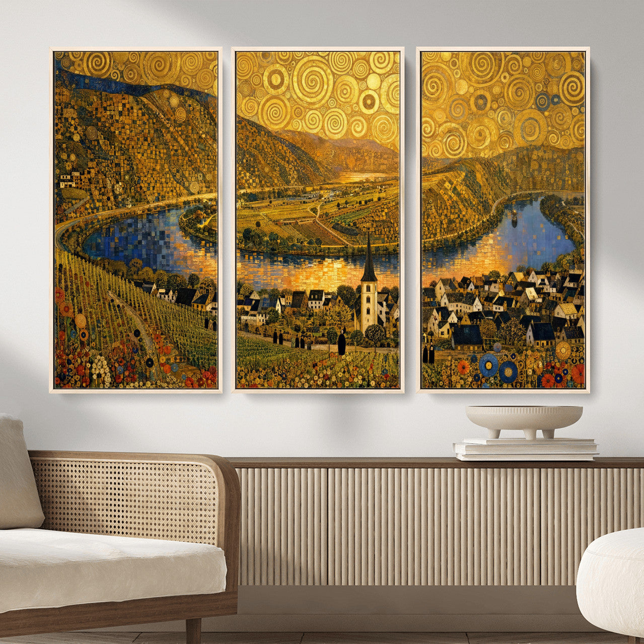 33713008-MGV-CV-36X24 - Gustav Klimt Style Mosel City Wall Art Canvas Print