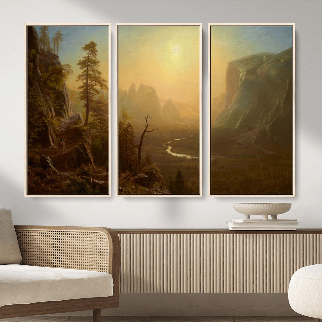 32350988-MGV-CV-36X24 - Albert Bierstadt Among the Sierra Nevada California Yosemite Wall Art Canvas Print, Classic Fine Art Painting Print