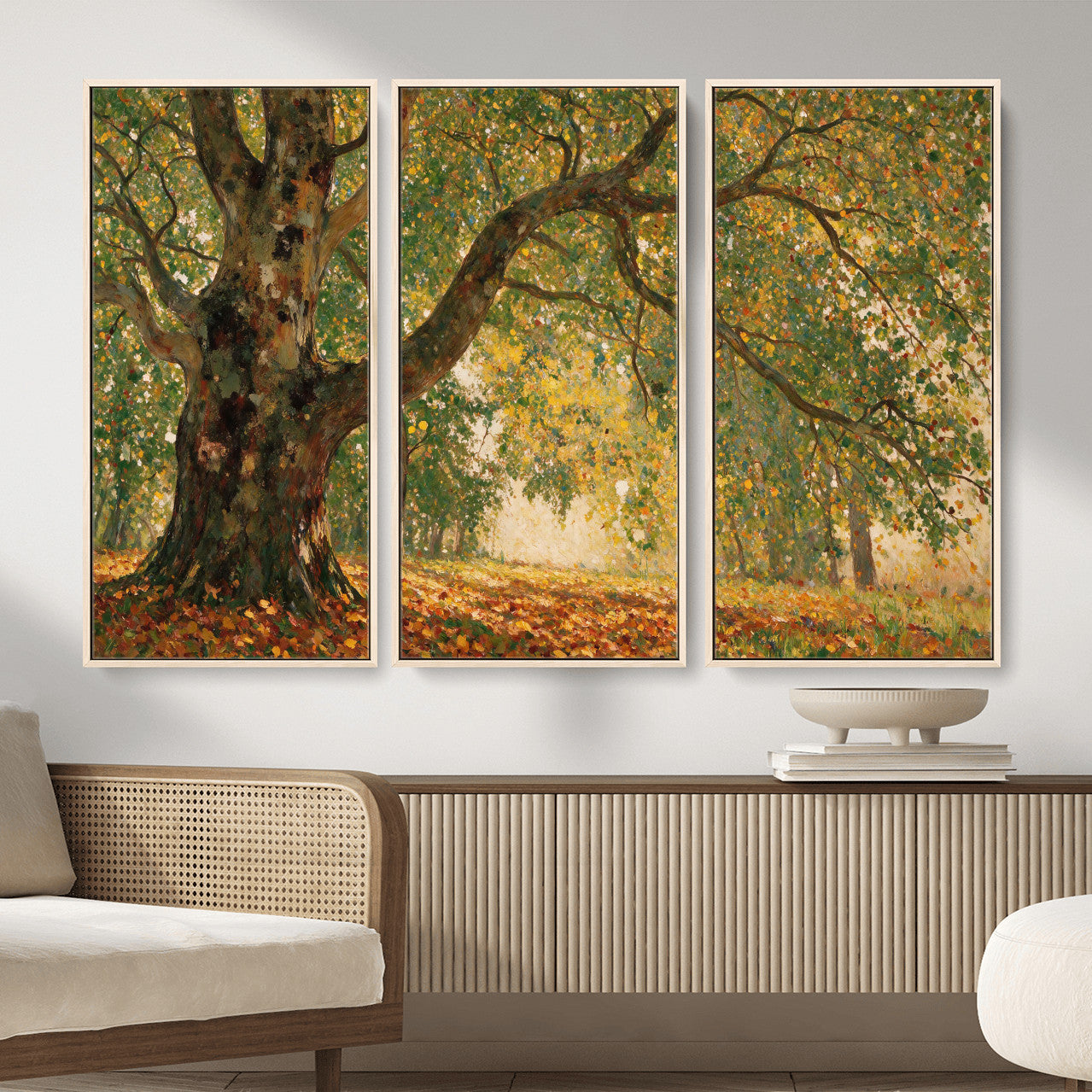 52555601-MGV-CV-36X24 - Claude Monet Style The Bodmer Oak Fontainebleau Forest Wall Art Canvas Print, Autumn Landscape Painting Print