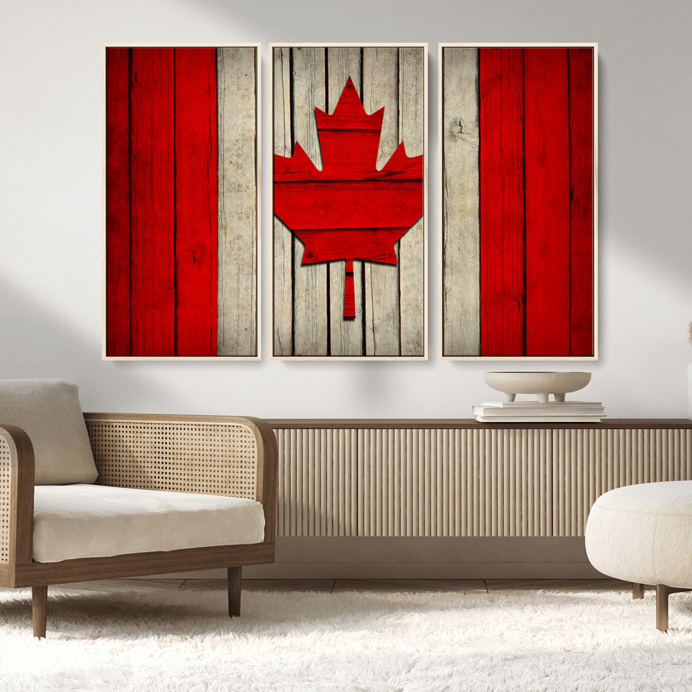 22674-MGV-CV-36X24-Rustic Canada Flag Wall Art – Framed Canadian Flag Canvas Print, Vintage Wood Texture Home or Office Decor