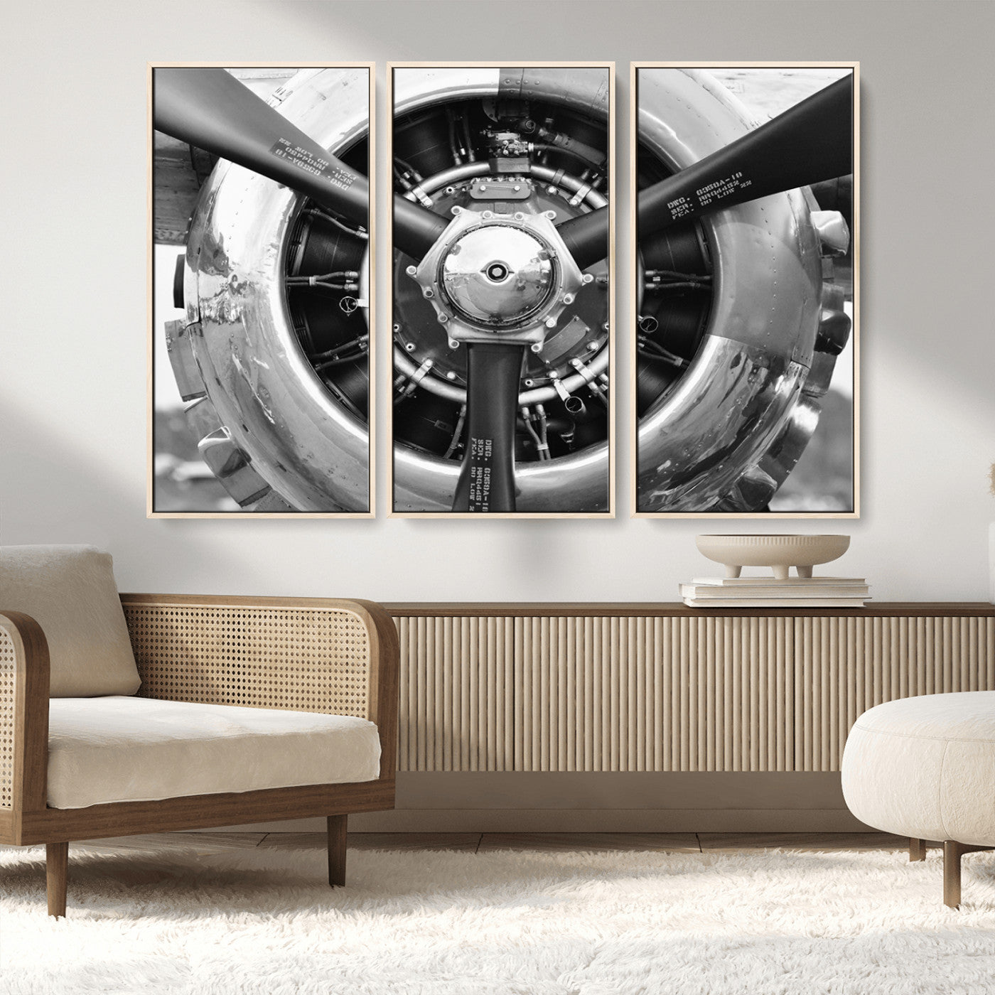 28132-MGV-FC-48X32-3P_Natural-Vintage Airplane Wall Art Canvas Print