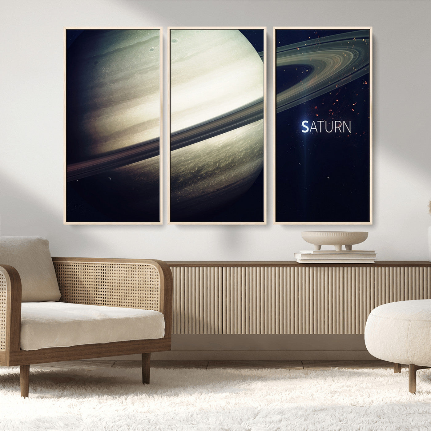 53060-MGV-FC-48X32-3P_Natural-Framed Saturn Wall Art Canvas Print